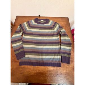 Sloomb Wool Sweater XXL Striped Oversized Earth Tone Merino Knit Cottagecore Slo